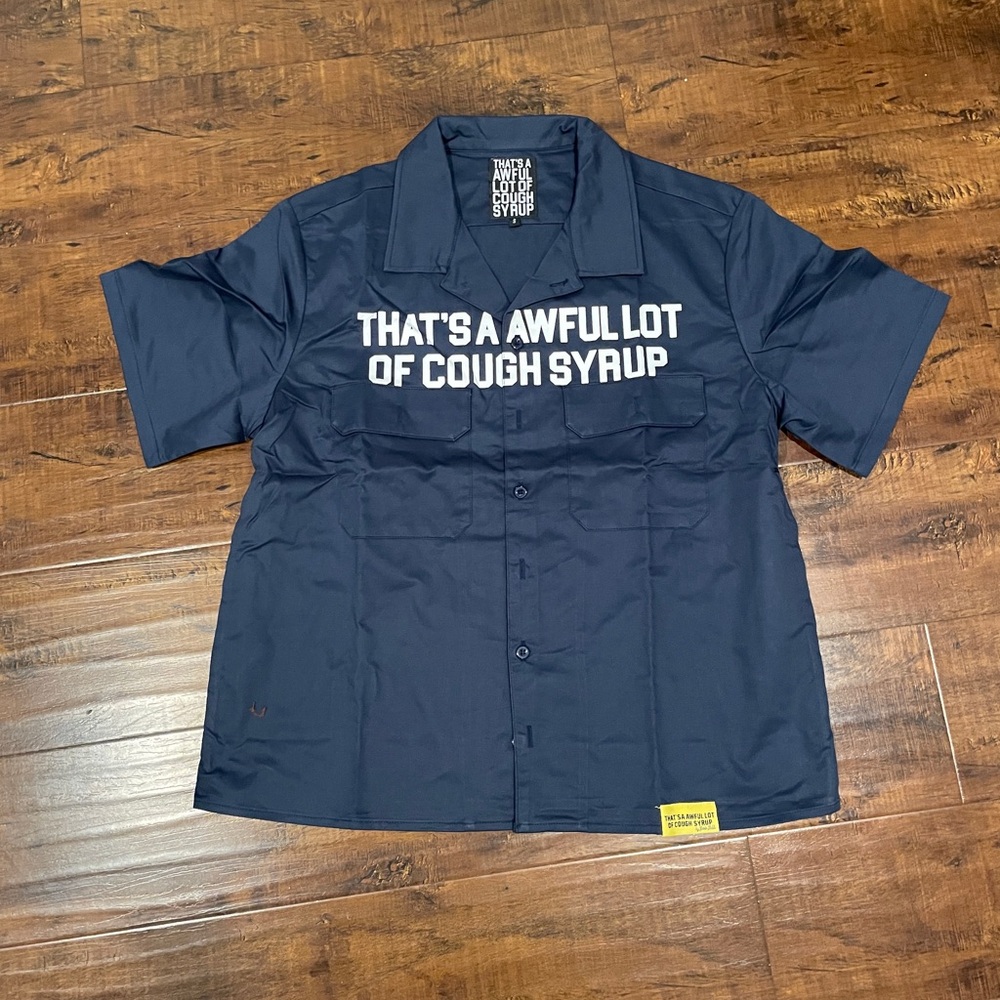 Navy blue awful lot cough syrup Short Sleeve Shirt